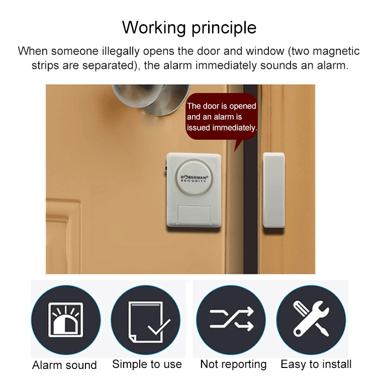 DOBERMAN SE-0119 Household Anti-theft Wireless Remote Control Door Magnetic Sensor Alarm, SE-0119 DOBERMAN SE-0119 Household Anti-theft Wireless Remote Control Door Magnetic Sensor Alarm, SE-0119
